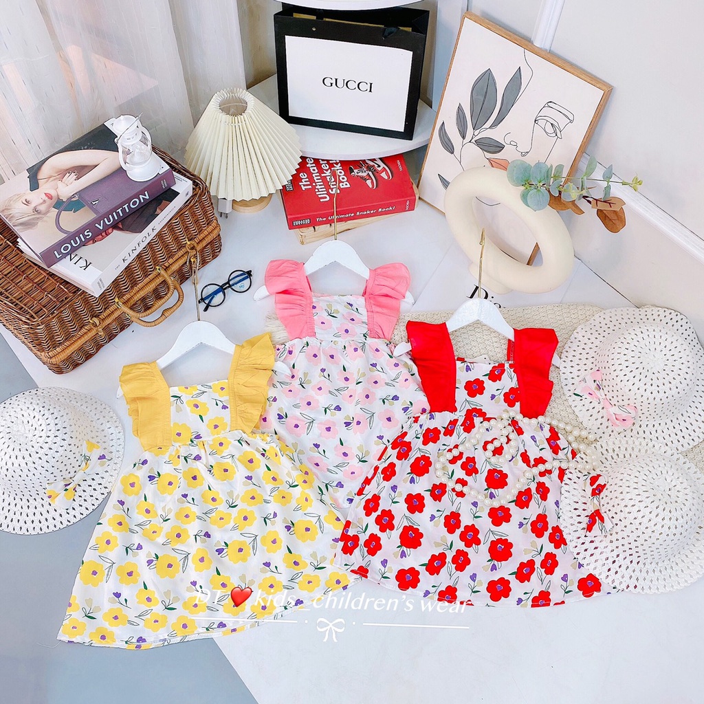 Váy hoa cánh tiên kèm mũ bé gái