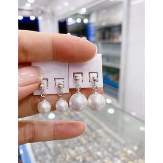 Khuyên tai gắn hạt thả quả tròn bạc ta đẹp