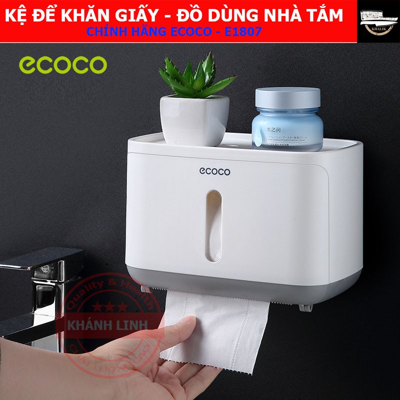 Kệ đựng giấy vệ sinh chống nước - Hộp đựng khăn giấy - Không cần khoan đục - Ecoco E1807