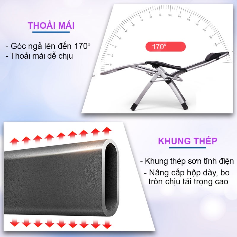 Ghế Xếp Thư Giãn NIKITA NKT139 Khung thép sơn tĩnh điện, vải lưới thoáng mát siêu bền