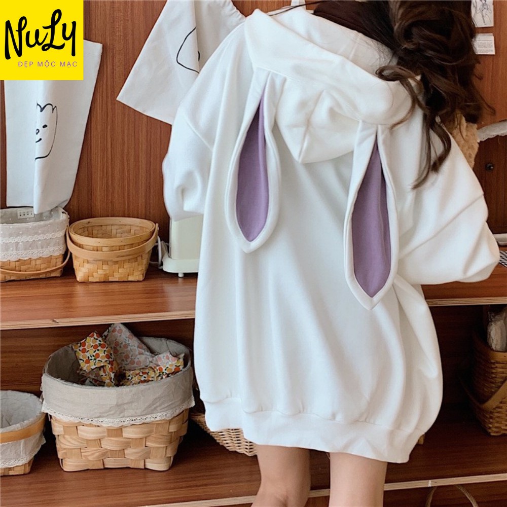 Áo Hoodie nữ THỎ RABBIT unisex nỉ bông form rộng, tay bồng kiểu dáng Ulzzang chất xịn NULY HDT | BigBuy360 - bigbuy360.vn