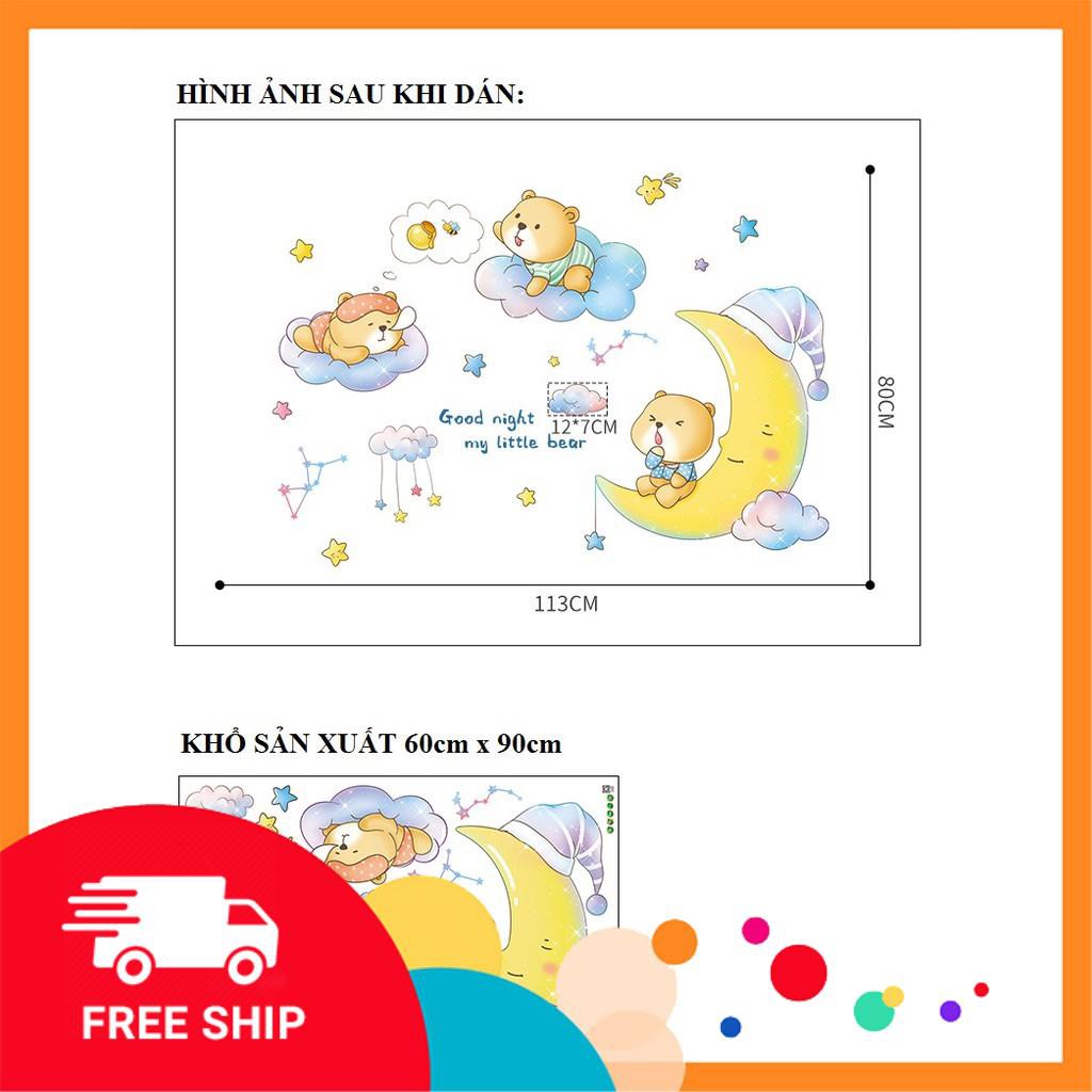 ⚡️𝗙𝗥𝗘𝗘𝗦𝗛𝗜𝗣⚡️ Decal dán tường gấu nhỏ ngủ ngon