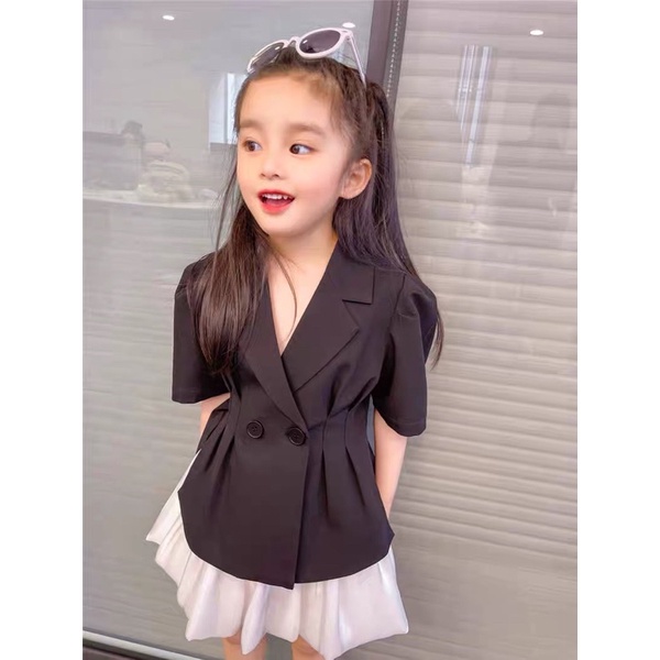 Set áo vest cv xoè bồng cho bé gái