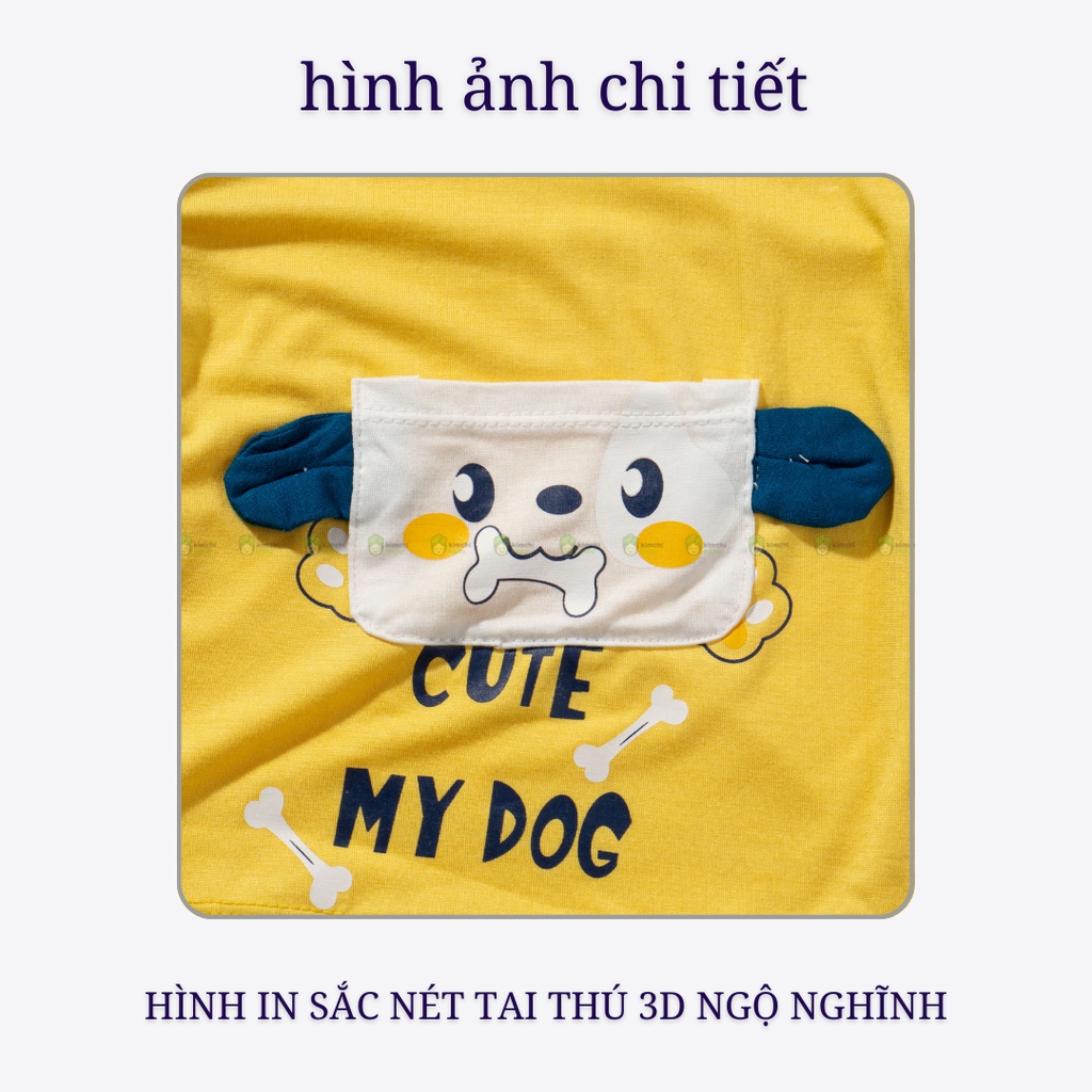 Bộ Dài Tay Thun Lạnh Cho Bé Trai, Bé Gái KIMCHIBABY Hoạ Tiết Túi Gấu Trắng, Đồ Bộ Mặc Nhà Cho Bé Thu Đông KWTD2212
