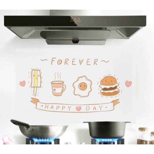 Giấy dán tường nhà bếp cách nhiệt chống bắn dầu mỡ, decal họa tiết 3d