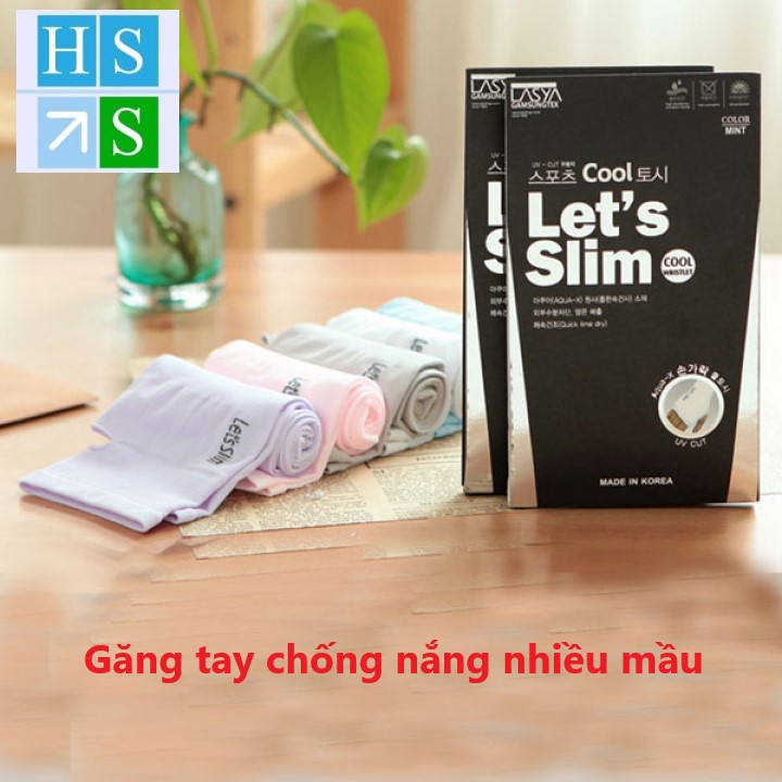 Đôi Găng tay chống nắng xỏ ngón Hàn Quốc Let's Slim Aqua (Nhiều mầu) - Chống tia UV , vải dầy dặn - NPP HS Shop