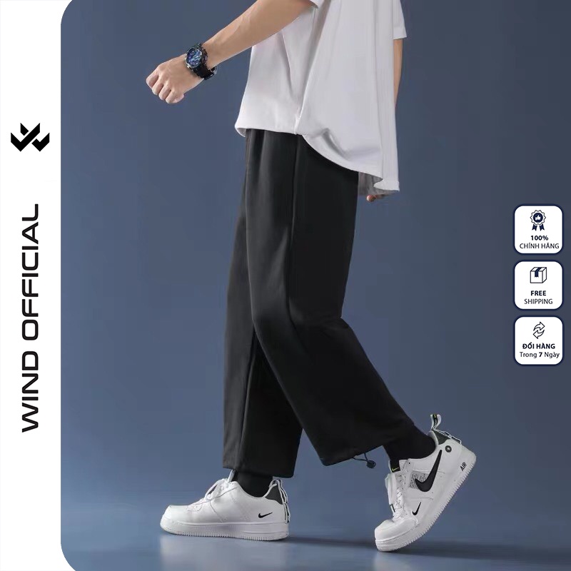 Quần jogger ống rộng WIND unisex dây rút bo chun Basic overszie nam nữ ulzzang