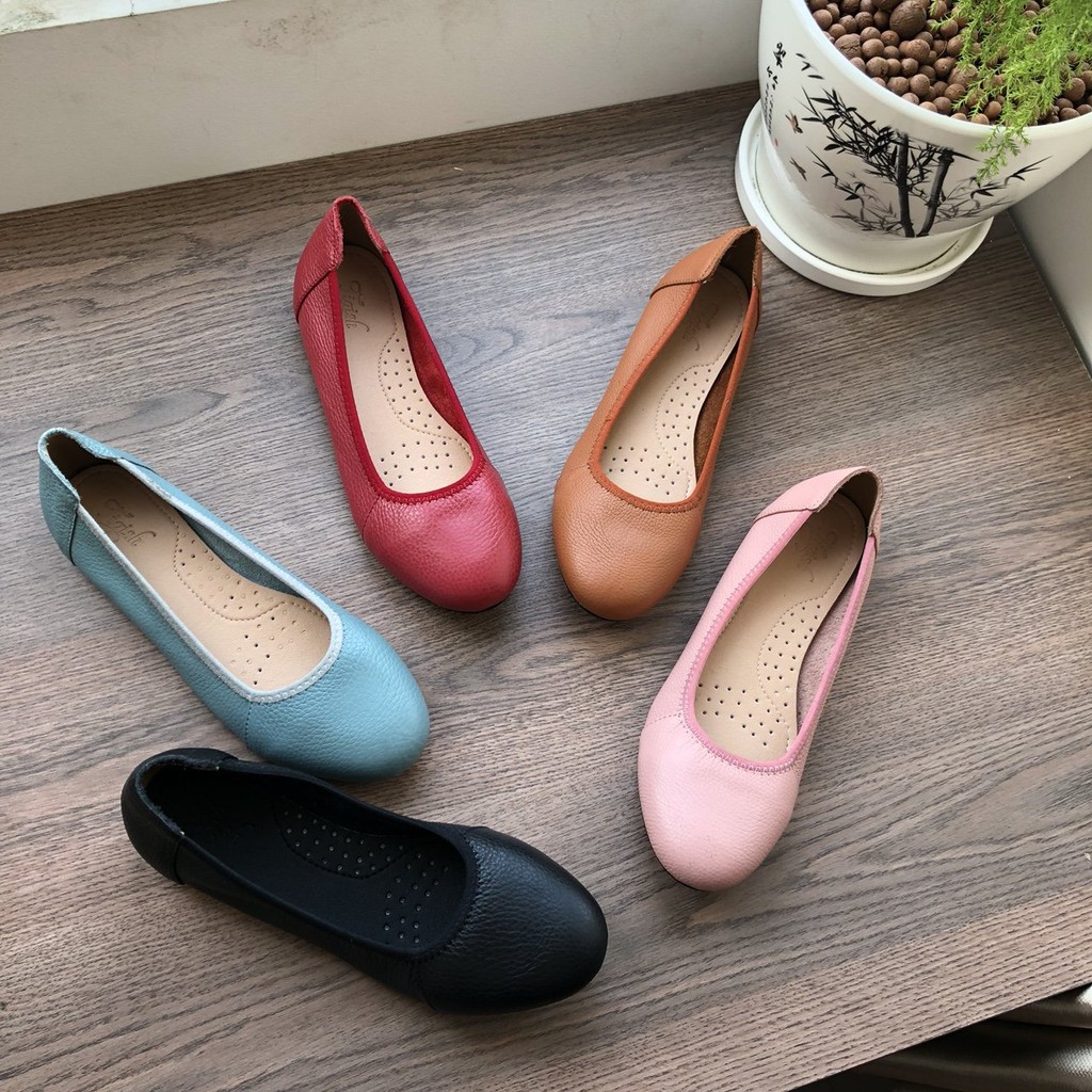 Giày bệt nữ da bò bo chun - Giày búp bê - NeO3705