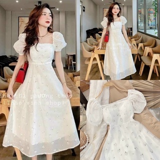 ĐẦM CỔ U TAY VOAN (KÈM VIDEO HÌNH THẬT)