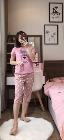 Bộ cotton lửng mặc nhà