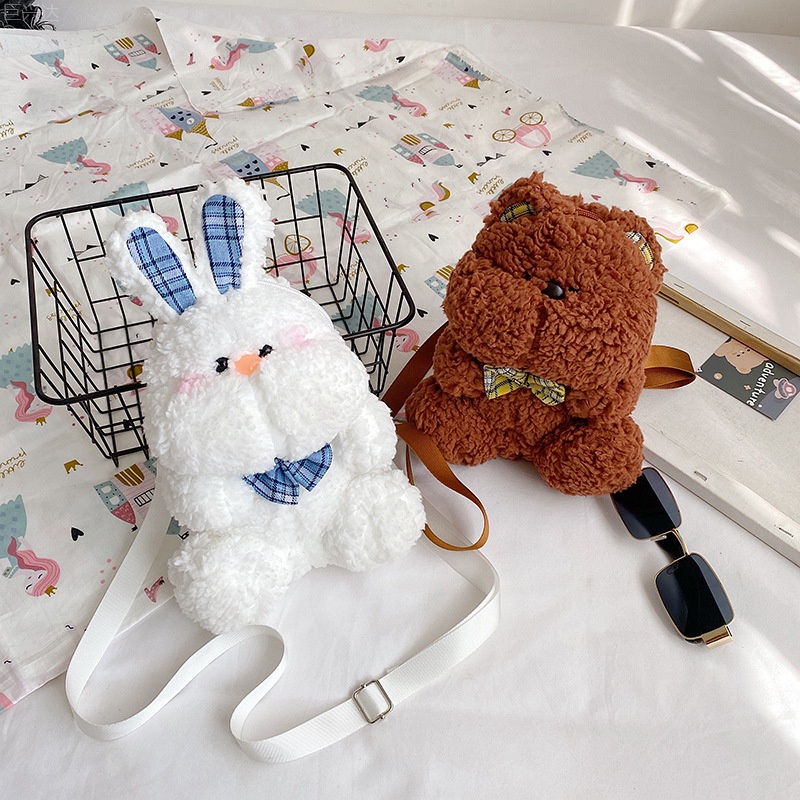 Túi đeo chéo Thỏ Bông Bunny dễ thương, túi đeo chéo hình thú bông đáng yêu phong cách Hàn Quốc