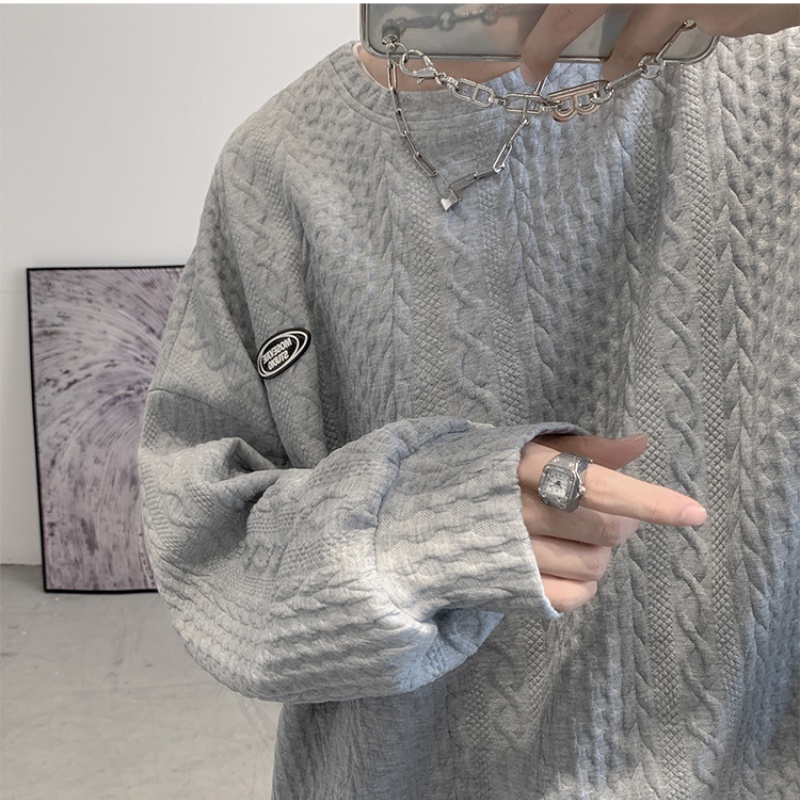 Áo sweater cổ tròn ba chiều đơn giản thời trang cho nam nữ cỡ M-2XL