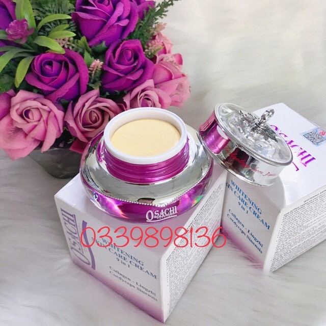 KEM OSACHI 9IN1 TÍM LINH CHI ĐÔNG TRÙNG HẠ THẢO, TINH CHẤT COLLAGEN, DƯỠNG TRẮNG DA CHÍNH HÃNG