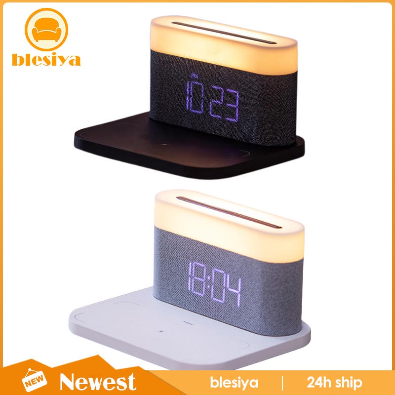 Bộ Sạc Không Dây Tích Hợp Đồng Hồ Báo Thức Kỹ Thuật Số 3 Trong 1 Có Đèn LED Ban Đêm