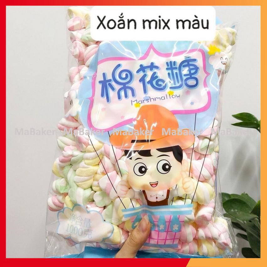 Kẹo marshmallow, nougat 500g,1000g trắng, nhiều màu, hình dáng, làm kẹo hạnh phúc, kẹo bông gòn, bấc - MaBaker