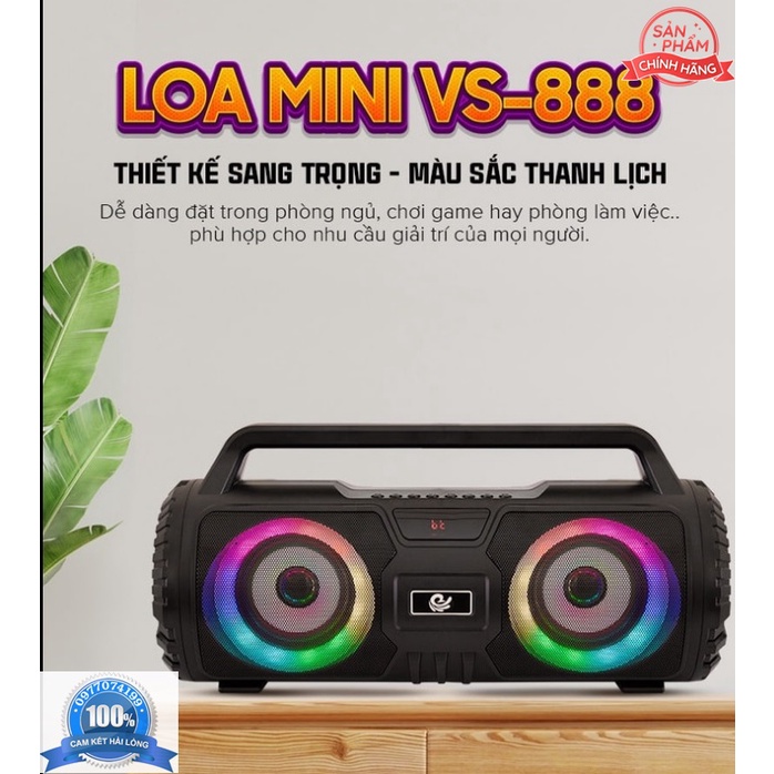Loa Vi Tính Nghe Nhạc Mini VS-888, Kết Nối Bluetooth, Hiệu ứng đèn LED đổi màu, Âm Thanh tuyệt đỉnh công suất