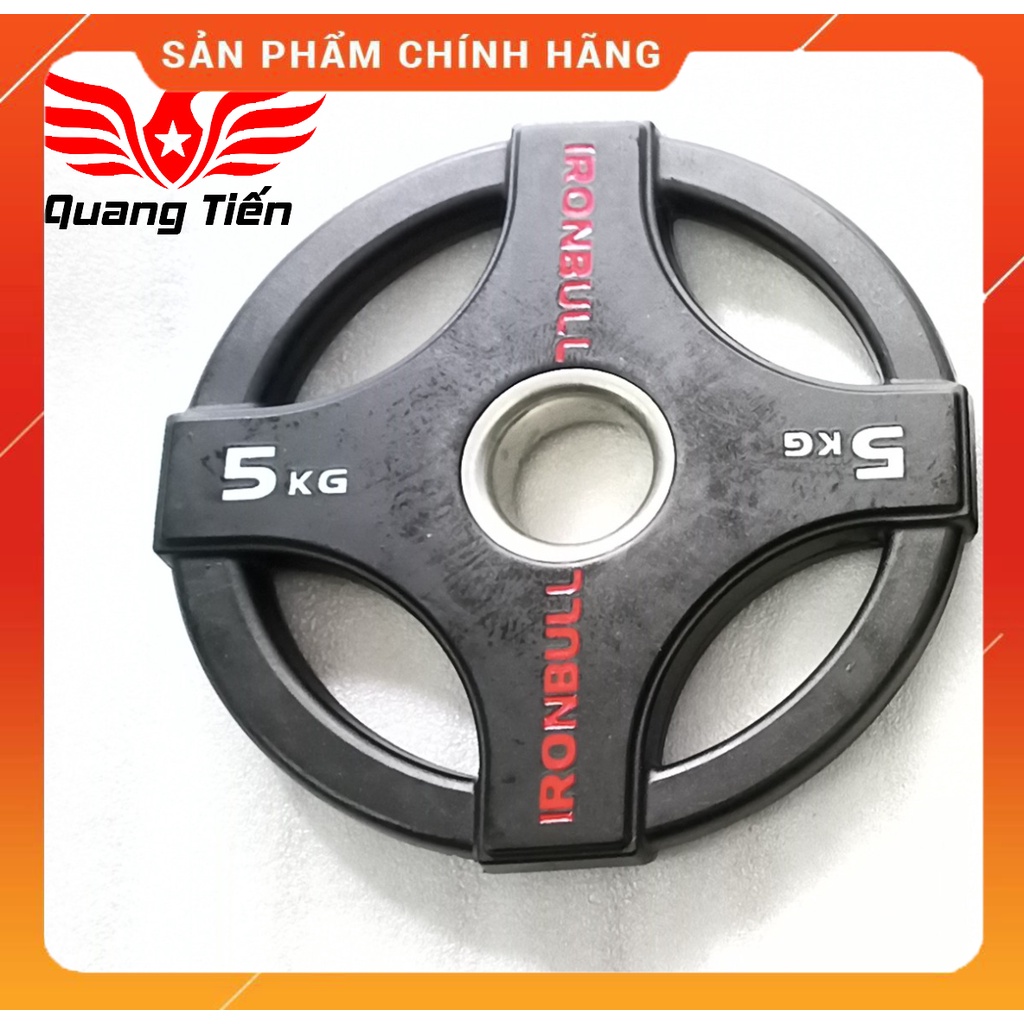 Tạ bánh đĩa cao su cao cấp Iron Bull 5kg nhập khẩu tem đỏ trắng chính hãng