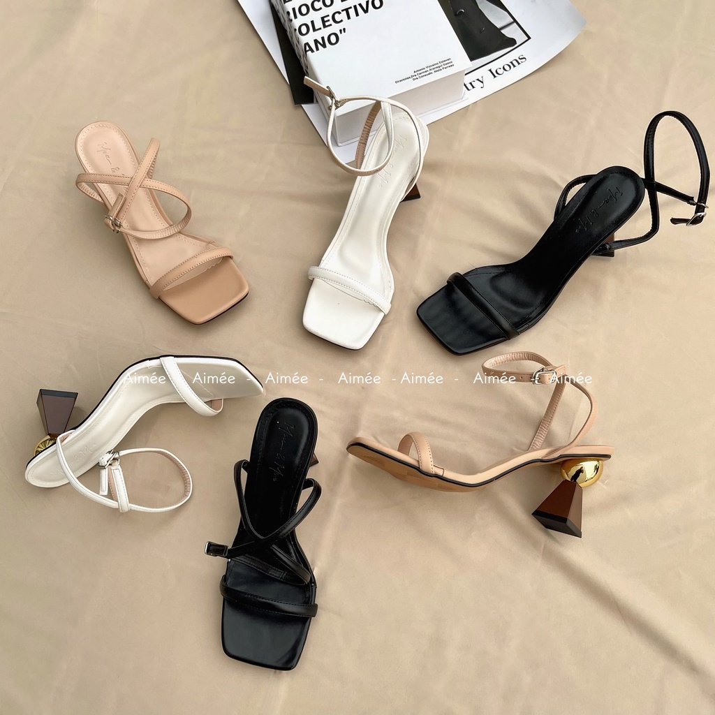 Sandal Dây Mảnh Gót Phối Đồng 7Phân Cách Điệu Tinh Tế Với Nét Trẻ Trung Hiện Đại Form Lên Chân Cực Xinh