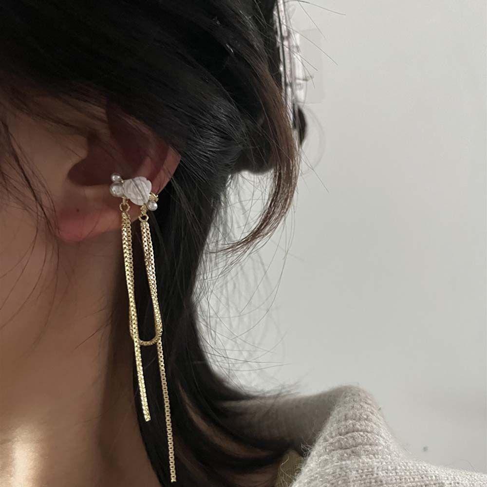 Khuyên Tai Dạng Kẹp Hình Hoa Dây Xích Thanh Lịch Hợp Thời Trang Cho Nữ