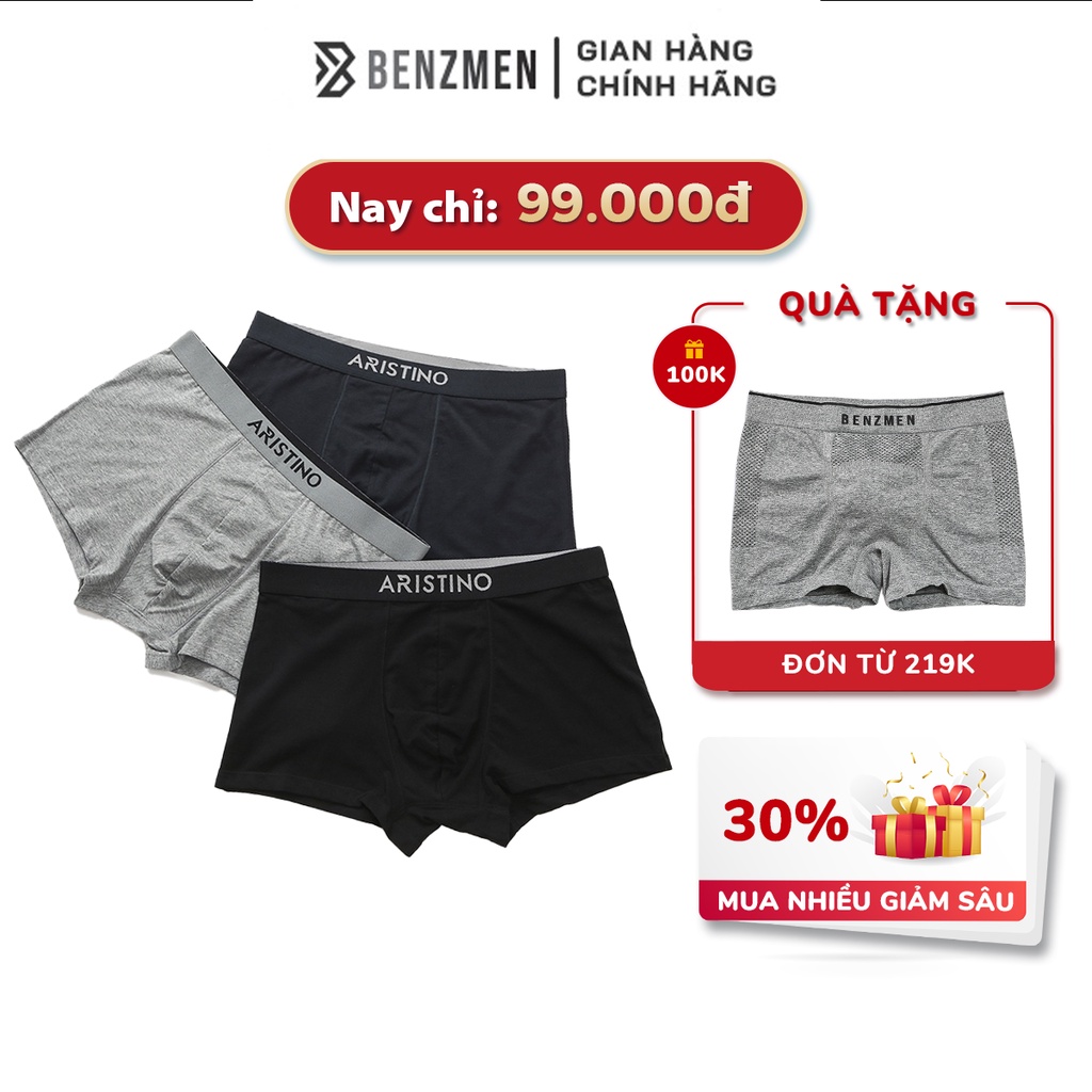 Quần Sịp Đùi Dáng Boxer Nam Cao Cấp Vải Cotton Thun Lạnh Aristino Benzmen Co Giãn 4 Chiều Thoáng Khí, Khử Mùi - Abx03707