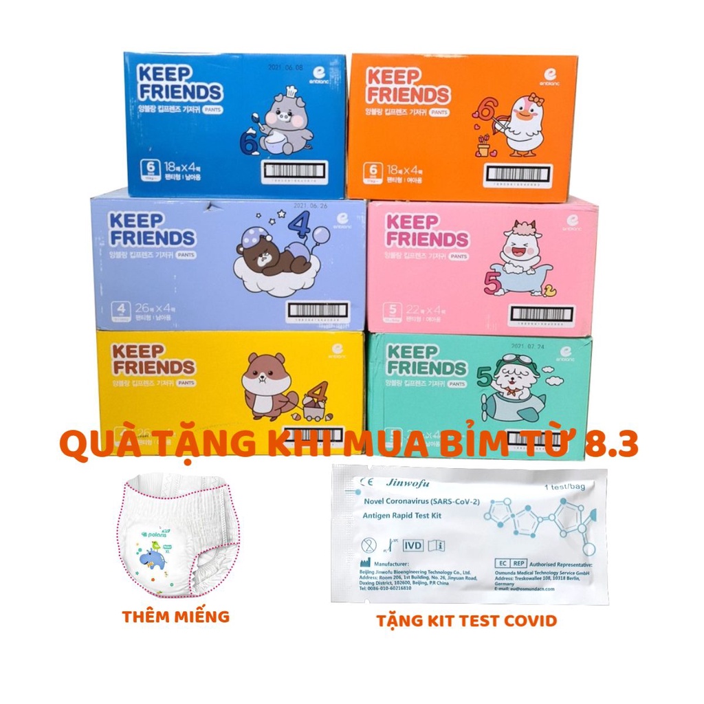 Thùng bỉm KEEP FRIENDS Hàn Quốc đủ size dán/quần S40,M32,L28 miếng