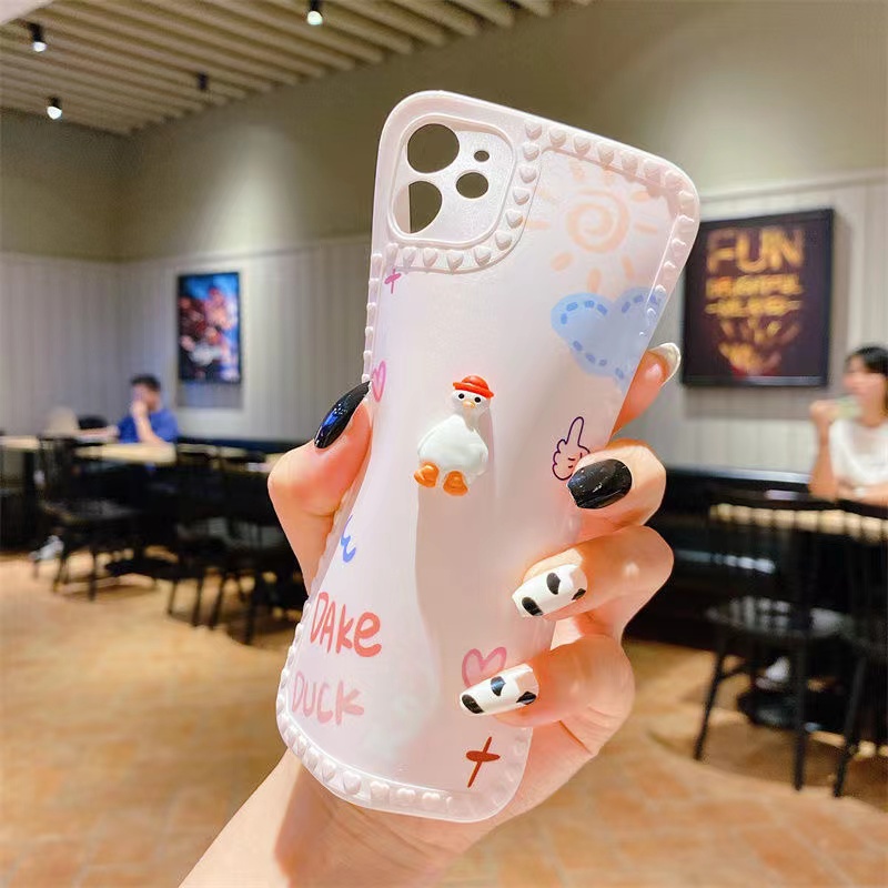 Tilt Head Duck Silicone Phone Case with Pendant for IP 13 12 11Pro Max Xs Max X Xr 8 7 6 6SPlus Se 2020