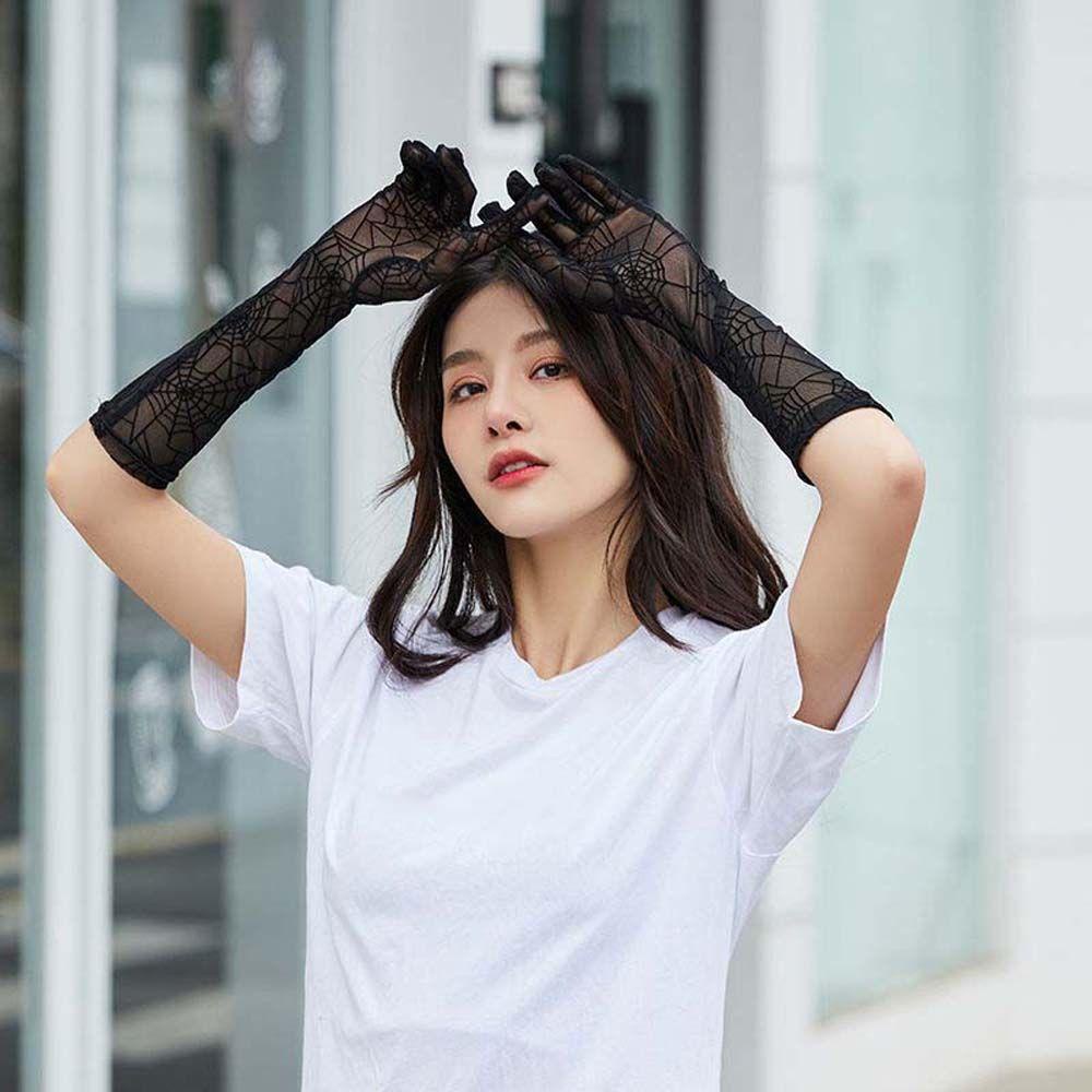 Găng Tay Lái Xe Dài Bằng Lưới Trong Suốt Chống Tia UV Thoáng Khí Thanh Lịch Cho Nữ