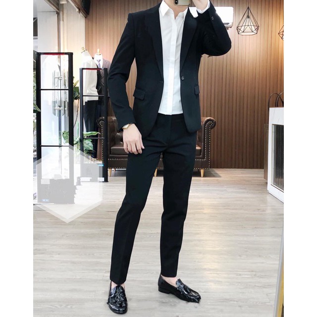 [BIG SALE] Bộ vest nam, áo vest nam, bộ suit nam màu xanh than, màu đen,trẻ trung,sang trọng,vest nam công sở, vest cưới