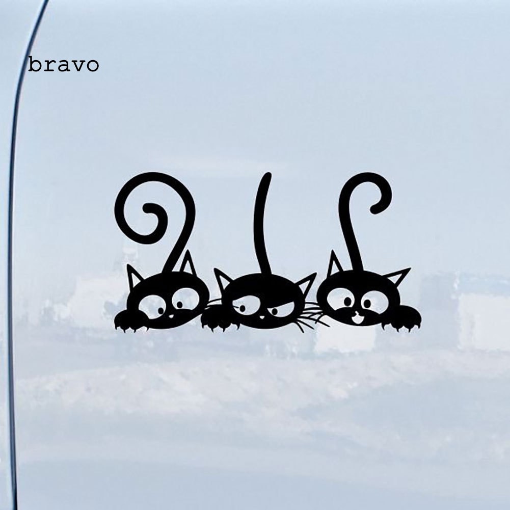 ⌘Bv BV BV BV⌘Miếng Dán Phản Quang Họa Tiết Mèo Đuôi Dài Dễ Thương Trang Trí Thân Xe Hơi