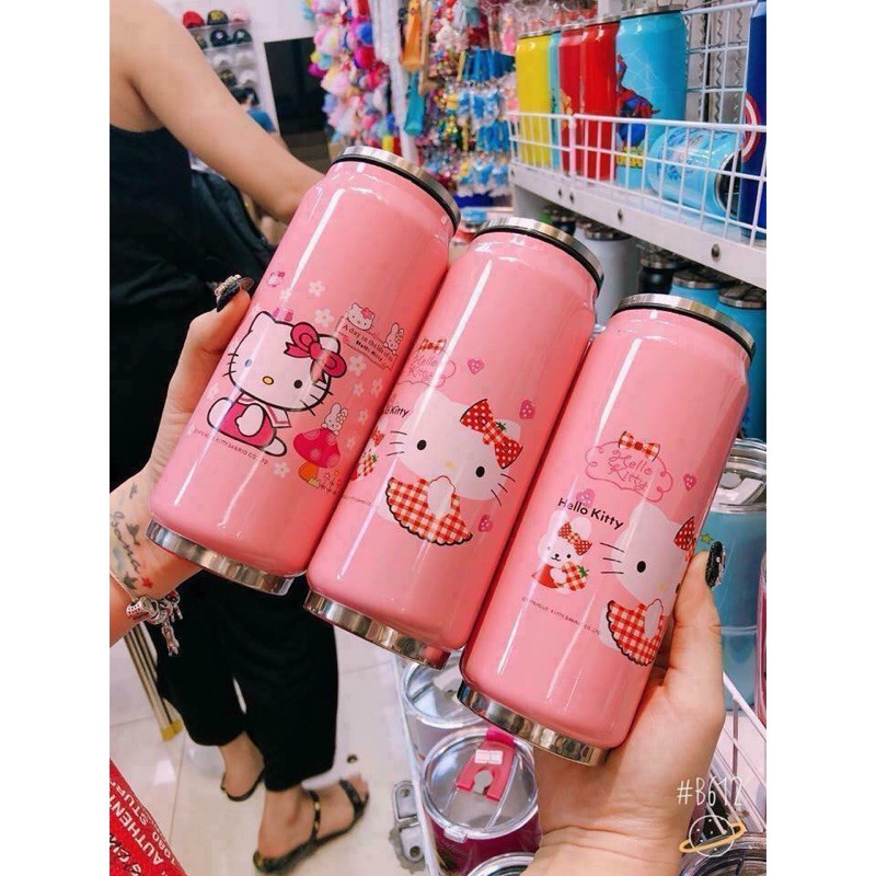 Bình giữ nhiệt, bình nước giữ nhiệt hình lon nước 500ml màu hồng