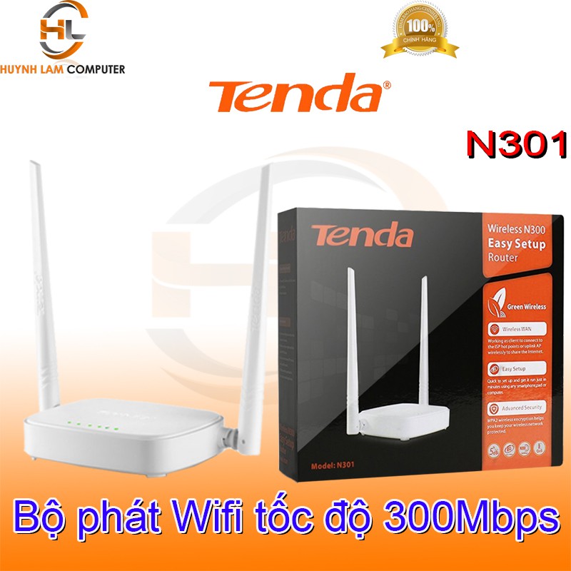 [Nhập ELCL40K hoàn 40K xu đơn từ 300K] Bộ phát WiFi Tenda N301 chính hãng Microsun phân phối - Hàng chính hãng TPlink