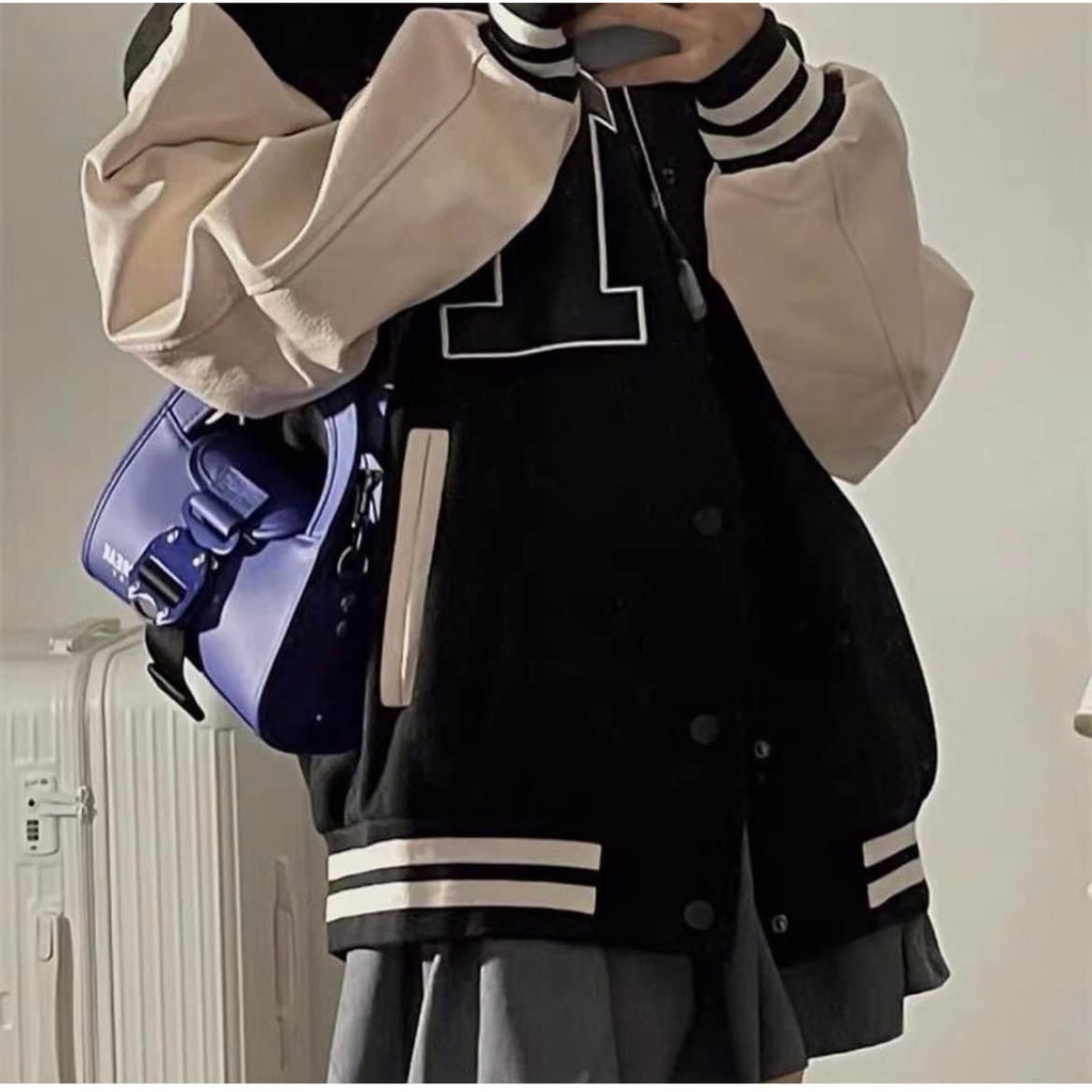 Áo Bomber chữ F 2 lớp KD61 Áo Khoác Dù From rộng unisex oversize 1992 Clothing