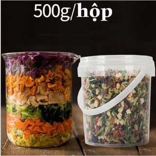 Rau củ sấy khô cho chó mèo 7 loại rau củ dùng trộn cơm hoặc hạt hộp 500gr