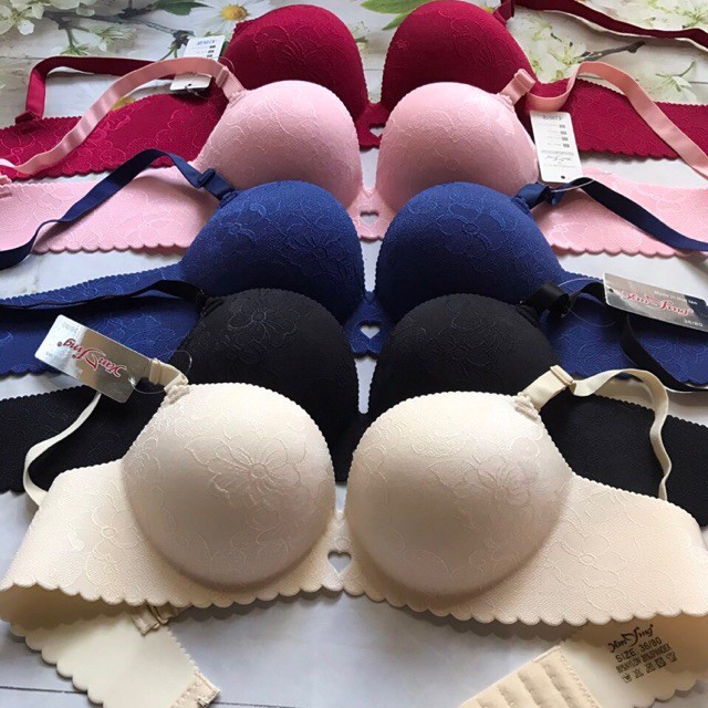 Áo lót đúc in hoa không gọng siêu đẩy U52, đệm dày 5cm ôm đẩy ngực BC_CHIC LINGERIE