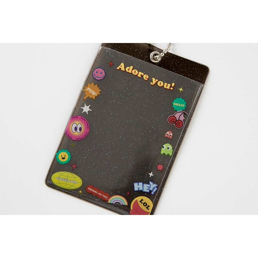 Toploader Decor ARTBOX Hàn Quốc Móc Khóa Bọc Card Đựng Ảnh Trang Trí Photocard Polaroid Màu Đen Kim Tuyến Sticker