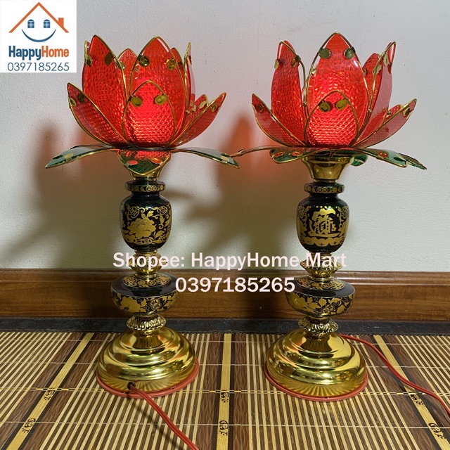 ĐÈN THỜ HOA SEN 1 BÔNG ( 1 đôi )