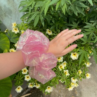 Đồ buộc tóc scrunchies bigsize siêu to Thạch Anh Hồng💕