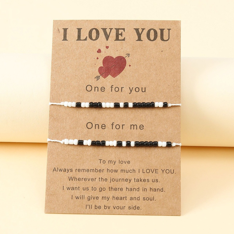 Vòng Tay Chuỗi Hạt Khắc Chữ I Love You Cho Cặp Đôi