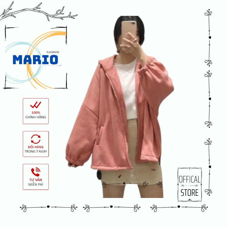 Áo Khoác Nỉ Khóa Tròn Chống Nắng Có Dây Kéo Tròn Áo Chống Nắng Form Rộng Phong Cách Unisex MARIO-006 - H