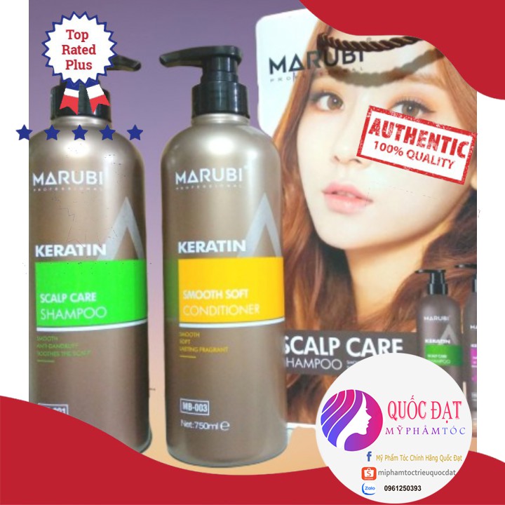 DẦU GỘI VÀ DẦU XẢ TÓC BÓNG MƯỢT KERATIN MARUBI 750 ML