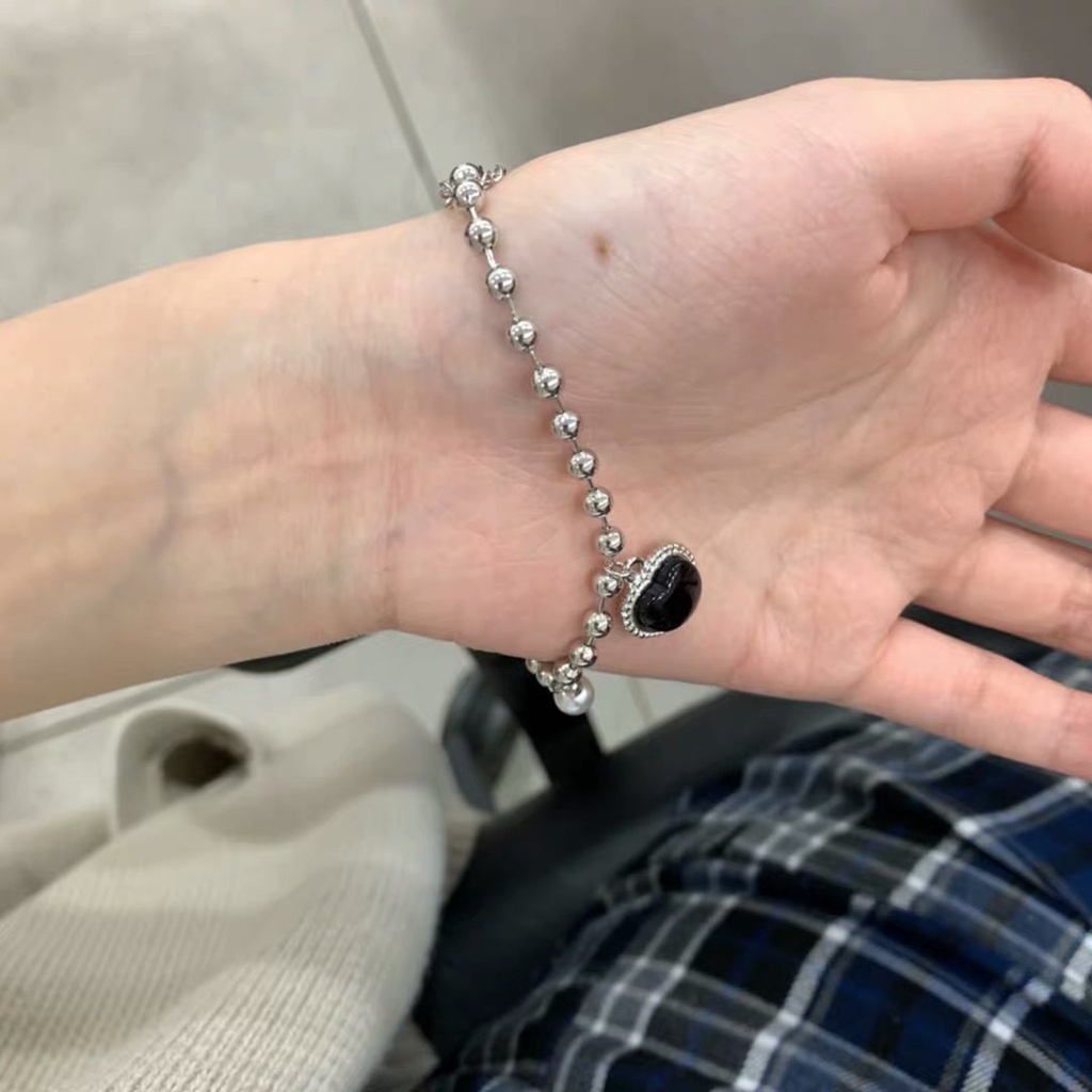 [sweet] woman fashion retro black love pendant Bracelet punk style trendy Bracelet