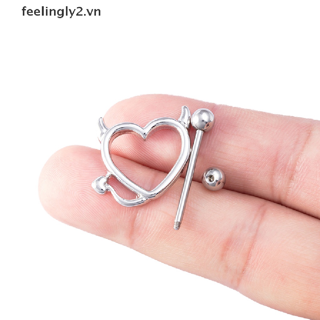 Khuyên Xỏ Ngực Hình Trái Tim Bằng Thép