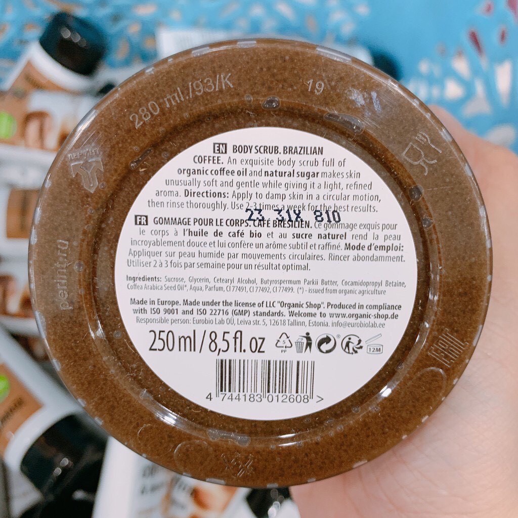 Tẩy tế bào chết toàn thân Organic Shop dưỡng da mịn màng 250ml NPP Shoptido