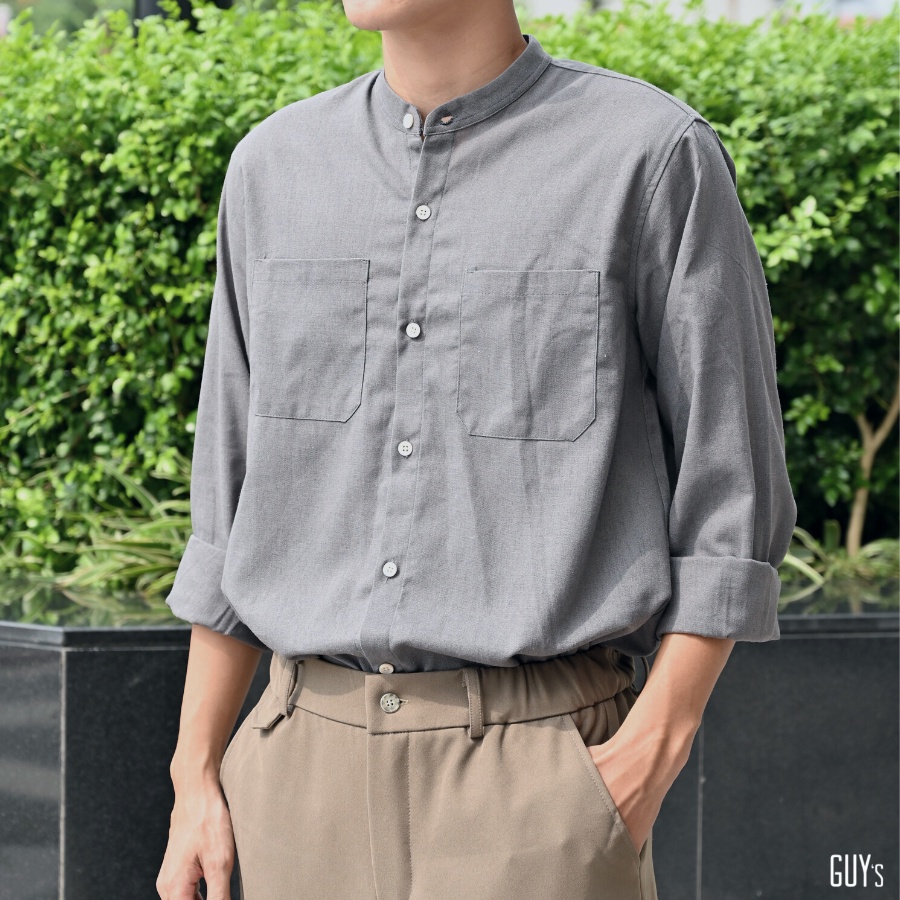 [HÀNG THIẾT KẾ] Áo sơ mi đũi dài tay cổ trụ Hey i just met you GUY's Closet, Cổ trụ, Nhiều màu