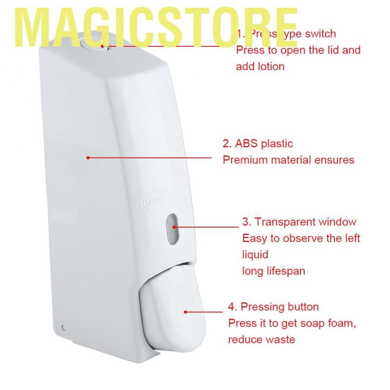 【Ready Stock】Magicstore 600ml Wall Mounted Manual Foam Soap Liquid Dispenser Lotion Box for Bathroom Kitchen (White)