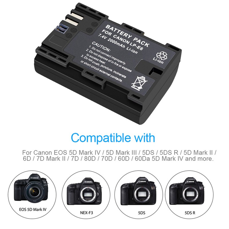 Bộ sạc pin đôi Lcd Lp-E6 dành cho máy ảnh Canon Eos 5ds R