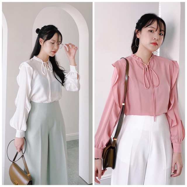 Sơmi thiết kế- Sơmi nhún béo tay đính cúc ngọc