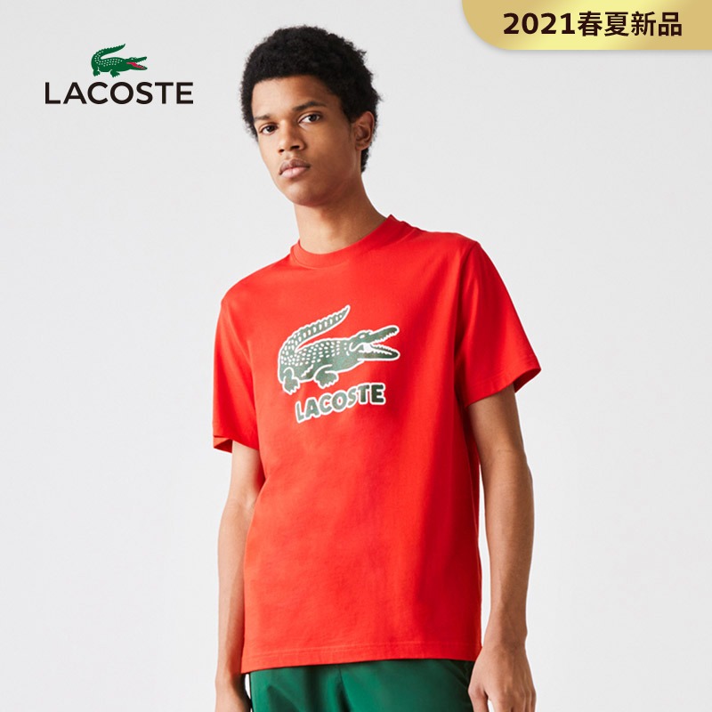 LACOSTE Men's Fashion Trend Personality Round Neck Printed Cotton Short Sleeve T-Shirt