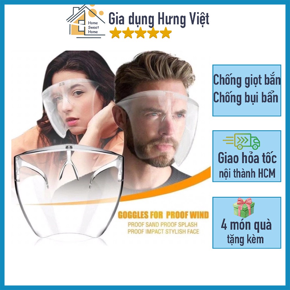 Mặt nạ kính bảo hộ FACE SHIELD chống giọt bắn, chống bụi bảo vệ mắt, hàng đẹp, chất lượng cao  [ KHẨU TRANG NHỰA ]