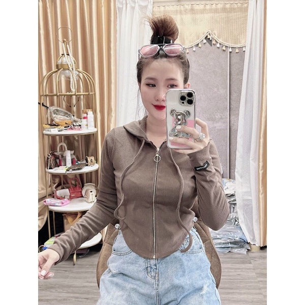 G05. 611. ÁO LEN TĂM CÓ MŨ DÀI TAY RÚT DÂY SIÊU HOT